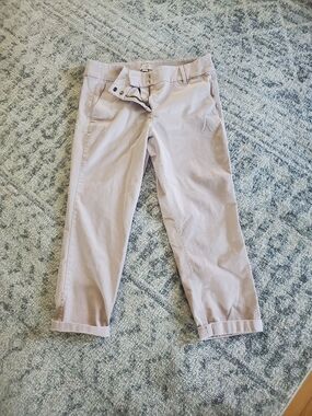 Light Beige Casual Cropped Pants